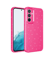 Galaxy S24 Plus Kılıf Kamera Korumalı Simli Lüks Koton Kılıf (Koyu Pembe)