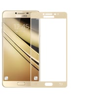 Galaxy A7 2016 Ekranı Tam Kaplayan Düz Cam Koruyucu (Gold)
