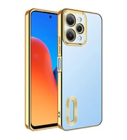 Xiaomi Redmi 12 Kılıf Kamera Korumalı Logo Gösteren Omega Kılıf (Gold)