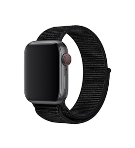 Apple Watch 2-3-4-5 Uyumlu 42 mm 44mm Spor Loop Hasır Kordon Kayış (Siyah)