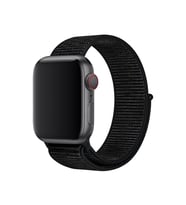 Apple Watch 2-3-4-5 Uyumlu 42 mm 44mm Spor Loop Hasır Kordon Kayış (Siyah)
