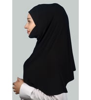 Hazır Türban Peçeli Pratik Eşarp Tesettür Nikaplı Hijab - Namaz Örtüsü Sufle (XL) (Siyah)