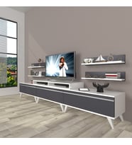 Decoraktiv Ekoflex 270r Mdf Retro Tv Ünitesi Tv Sehpası (Beyaz - Antrasit)