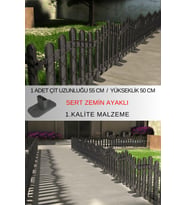 Dekoratif Plastik Alan Oluşturma ve Bahçe Çiti 1 ADET ÇİT (Y: 50 CM / G: 55 CM) SERT ZEMİN AYAKLI (Açık Gri)