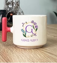 Kişiye Özel Çiçekli G Harfli Hediye T Kupa Bardak İsim Soyisim Yazılı (Pembe)