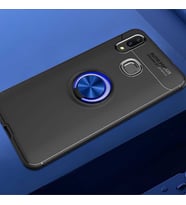 Huawei Y7 Prime 2019 Kılıf Yüzüklü Magnetli Ravel Case (Siyah-Mavi)