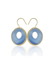Kadir Jewellery 22 Ayar Altın Kaplama Kadın Taşlı Küpe -El İşçiliği Ve Hipoalerjenik Küpe (Gece Mavisi)