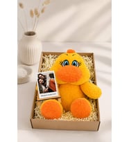25 cm Peluş Ördek Hediye Kutusu – Fotoğraf ve Mesaj Kartlı Sevimli Peluş Hediye Seti