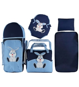 ŞMTSTYLE 5 Parça Bebek Taşıma ve Bakım Seti Tavşan Temalı (Mavi)