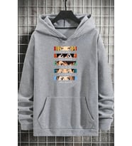 Unisex Cosplay Haikyuu Baskılı Sweatshirt (Gri)