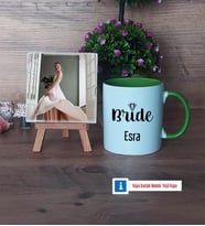 Bride Fotoğraflı Dekoratif Taş, Kupa Bardak Beyaz Hediye (Model 14)