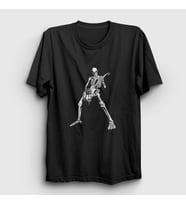 Presmono Unisex Sarı Skeleton Guitarist Music Rock T-Shirt 339807tt (Siyah)