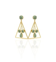 Kadir Jewellery 22 Ayar Altına Kaplama Kadın Sallantılı Küpe -El İşçiliği Ve Hipoalerjenik Küpe (Açık Yeşil)