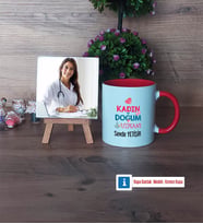 Kadın Doğum Uzmanı Fotoğraflı Dekoratif Taş, Kupa Bardak Beyaz Hediye (Model 2)