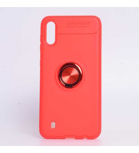 Samsung Galaxy M10 Kılıf Yüzüklü Magnetli Ravel Case (Kırmızı)