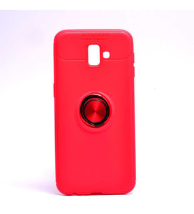 Samsung Galaxy J6 Plus Kılıf Yüzüklü Magnetli Ravel Case (Kırmızı)