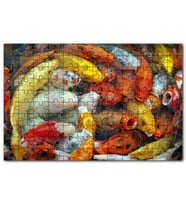 Cakapuzzle Beslenmek İçin Bekleyen Koi Balıkları Puzzle Yapboz MDF (Ahşap) (255 Parça)
