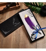 Retro Tüy Dolma Kalem Seti Doğum Günü Yaratıcı Hediye Renkli Tüyler Daldırma Su Kalem Seti High-End (Mor)