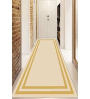 Dijital Baskılı Kaymaz Taban Yıkanabilir Modern Yolluk Ve Koridor Halısı NDU-HT-527 (Altın - Krem)