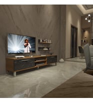 Decoraktiv Eko 4 Mdf Dvd Krom Ayaklı Tv Ünitesi Tv Sehpası (Ceviz - Siyah Mermer)