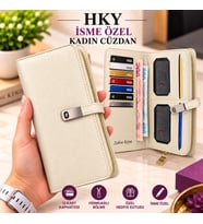 HKY Çok Kullanışlı İsme Özel Kadın Cüzdan (Krem)