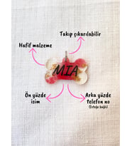 Kemik Şeklinde Renkli-Şeffaf  Kedi/ Köpek- İsimliği/ Künyesi (Pembe)