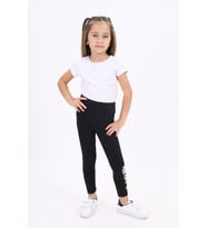 Toontoy Kız Çocuk Baskılı Tayt (Siyah)