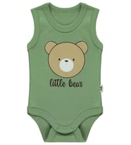 Civil Baby Little Bear Baskılı 1-36 Ay Çıtçıtlı Badi - Haki