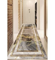 Dijital Baskılı Kaymaz Taban Yıkanabilir Modern Yolluk Ve Koridor Halısı NDU-HY-1104 (Gold)