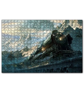 Cakapuzzle Karlı Dağlar Arasında Yol Alan Buharlı Tren  Puzzle Yapboz MDF (Ahşap) (1000 Parça)