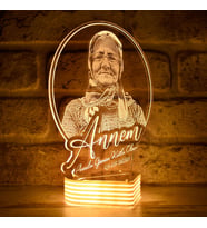 Kişiye Özel Anneler Günü Hediyesi, 3D Lamba (Beyaz)