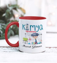 Kimya Öğretmeni Tasarımlı Kişiye Özel Kupa Bardak (Kırmızı)