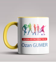 Kişiye Özel Beden Eğitimi Öğretmeni Tasarımlı Siyah Renk Kupa 3 (Sarı)