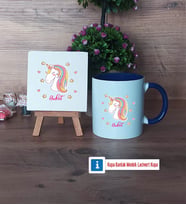 Unicorn Dekoratif Taş, Kupa Bardak Kırmızı Hediye (Model 2)