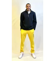 Erkek İçi Polarlı 3 iplik Kalın Brooklyn Baskılı Eşofman Altı SPR24EA70 (Sarı)