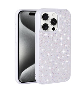 Vendas Apple iPhone 15 Pro Kılıf Parlak Taşlı Tasarım Zore Pırlanta Kapak (Beyaz)