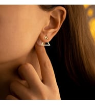 Ear Jacket Üçgen Gümüş Küpe (Rose)