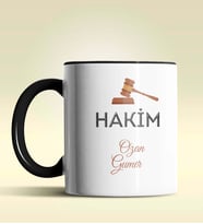 Kişiye Özel Hakim 3 Tasarımlı Turuncu Kupa Bardak (Siyah)