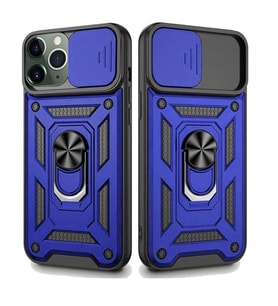 Apple iPhone 11 Pro Uyumlu Kızaklı Kamera Korumalı Tank Kılıf (Mavi)