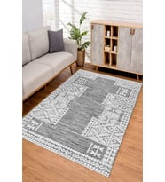 Dijital Kaymaz Taban Yıkanabilir Renkli Salon Halısı Mutfak Halısı Yolluk ND-SD-1137 (Gri)