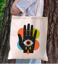 BK Gift Modern Art Tasarımlı Kanvas Bez Çanta, Baskılı Omuz Çantası, Alışveriş Çantası, Plaj Çantası, Arkadaşa Hediye (Model 4)