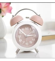 Güçlü Uyandırma Çalar Saat Minimalist Yaratıcı Öğrenci Çocuk Mekanik Metal Çan Dilsiz Gece Lambası (Pembe)