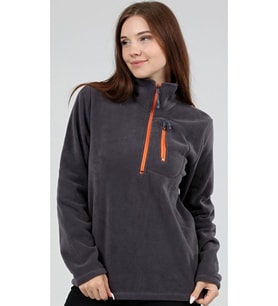 Kadın Polar Yarım Fermuarlı Outdoor Cepli Spor Polar (Antrasit)