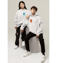 Ateş ve Su Sevgili/Çift/Arkadaşlık 2'li Kapşonlu Sweatshirt Seti (Beyaz)
