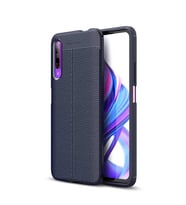 Huawei P Smart Pro 2019 Kılıf Zore Niss Deri Desenli Silikon (Lacivert)