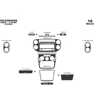 Meriç® Volkswagen Golf 5 Plus Ön Torpido Kaplama Maun 16 Parça 04-08 (Karbon)