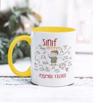 Sınıf Öğretmeni Tasarımlı Kişiye Özel Kupa Bardak (Sarı)