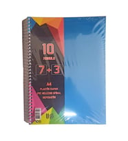 7+3 Ayraçlı Defter 10 Konulu 300 Yaprak 1 Adet 7 Kareli 3 Çizgili Spralli Plastik Kapak Seperatörlü (Mavi)