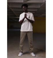 Bisiklet Yaka %100 Pamuklu Oversize (Geniş Model) T-shirt (Beyaz)