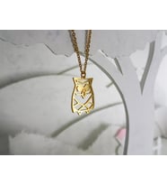Kişiye Özel 925 Ayar Gümüş Origami Baykuş Kolye (Gold)